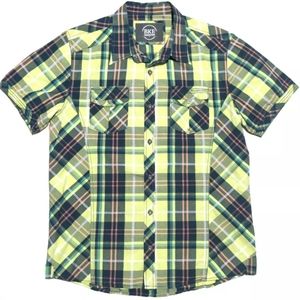 BKE Mens XL Short Sleeve Button Up Multicolor Plaid Shirt EUC